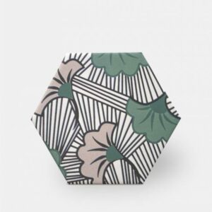 Grès cérame Blanc Rose Vert Motif Carreau Ciment
Hex 14x16 cm - ép. 10 mm