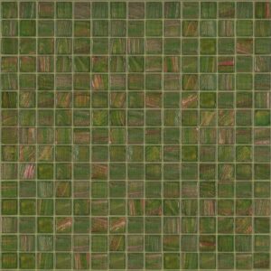 Mosaique 2x2 Pâte de verre Vert et Or
 Trame filet 32x32 cm - ép. 4mm