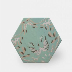 Grès cérame Rose Orange Vert Motif Carreau Ciment
 Hex 14x16 cm - ép. 10 mm