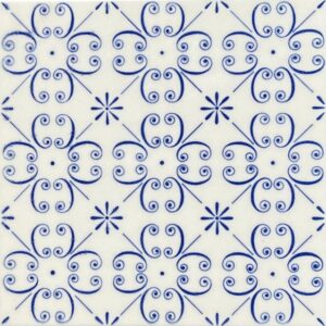 Faïence Blanc, Bleu à Motif Étoile
15x15 cm - ép. 6 mm