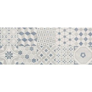 Faïence Bleu Décor imitation carreau ciment
20x50 cm - ép. 8,5 mm